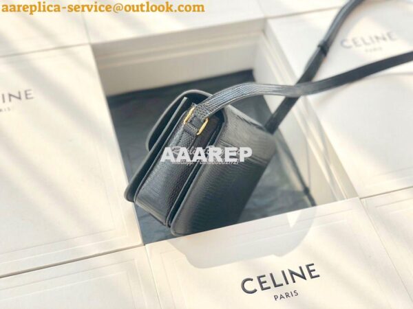 Replica Celine Teen Triomphe Bag in Lizard 188424 Black 5