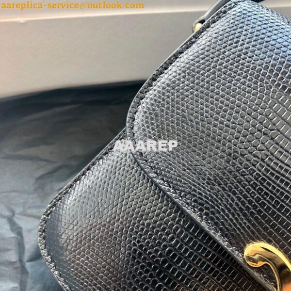 Replica Celine Teen Triomphe Bag in Lizard 188424 Black 6