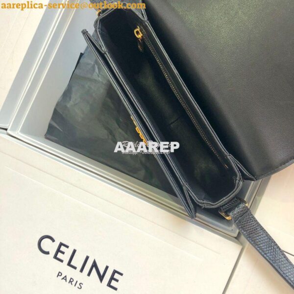 Replica Celine Teen Triomphe Bag in Lizard 188424 Black 9