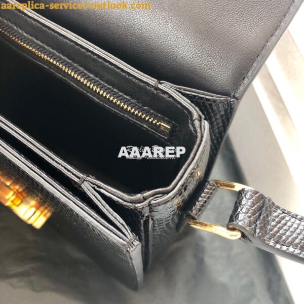 Replica Celine Teen Triomphe Bag in Lizard 188424 Black 10