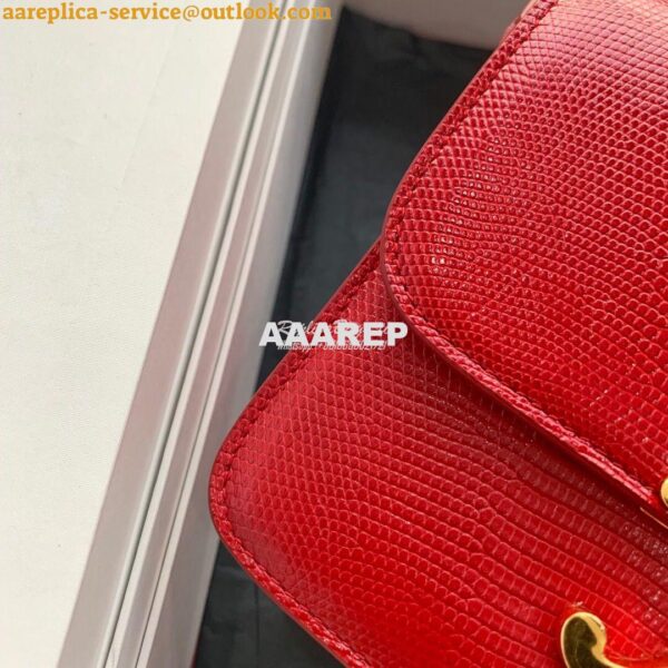 Replica Celine Teen Triomphe Bag in Lizard 188424 Red 6