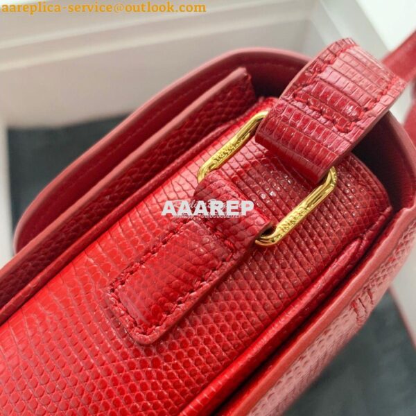 Replica Celine Teen Triomphe Bag in Lizard 188424 Red 9