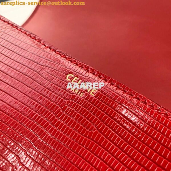 Replica Celine Teen Triomphe Bag in Lizard 188424 Red 10