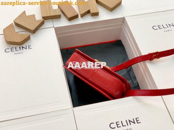 Replica Celine Teen Triomphe Bag in Lizard 188424 Red 11