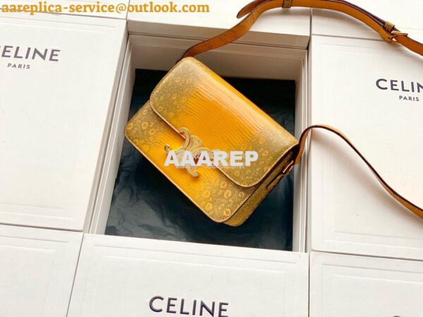 Replica Celine Teen Triomphe Bag in Lizard 188424 Yellow 6