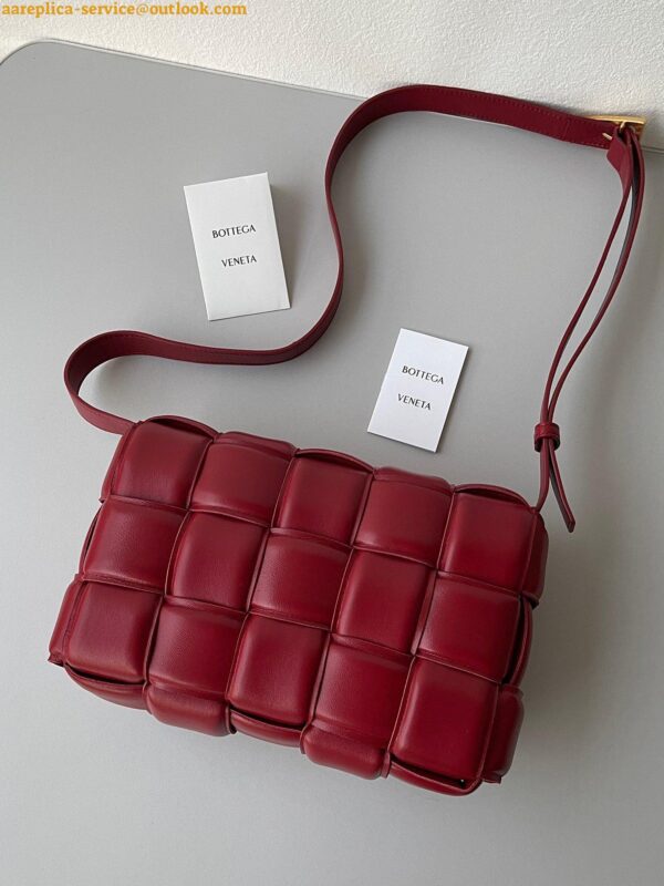 Replica Bottega Veneta Padded Cassette Bag In Dark Red Intrecciato Lambskin 4