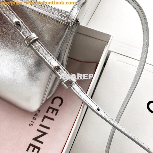 Replica Celine Trio Bag in Laminated Calfskin 187603 Silver 5