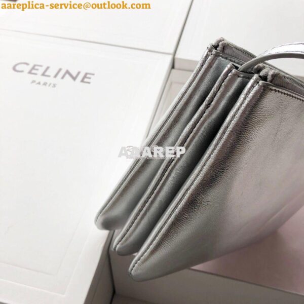 Replica Celine Trio Bag in Laminated Calfskin 187603 Silver 7