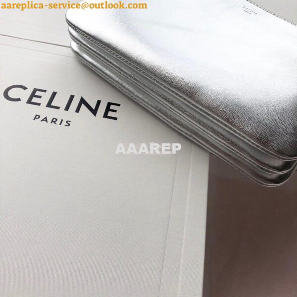 Replica Celine Trio Bag in Laminated Calfskin 187603 Silver 9