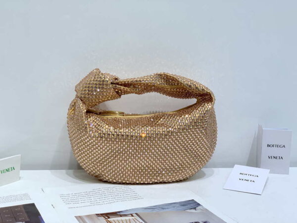 Replica Bottega Veneta BV 651876 mini Jodie Rhinestones Apricot