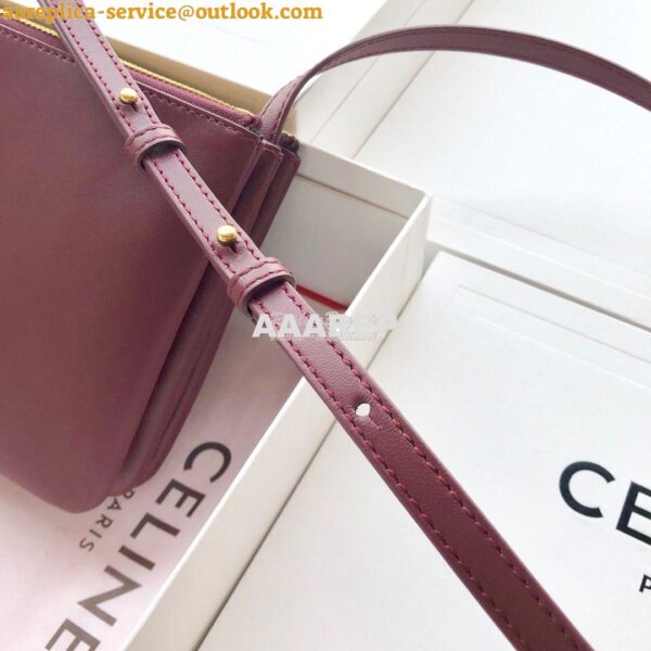 Replica Celine Trio Bag in Smooth Lambskin 187603 Burgundy 6