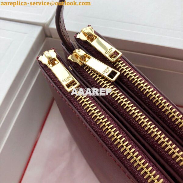 Replica Celine Trio Bag in Smooth Lambskin 187603 Burgundy 9