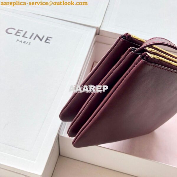 Replica Celine Trio Bag in Smooth Lambskin 187603 Burgundy 10