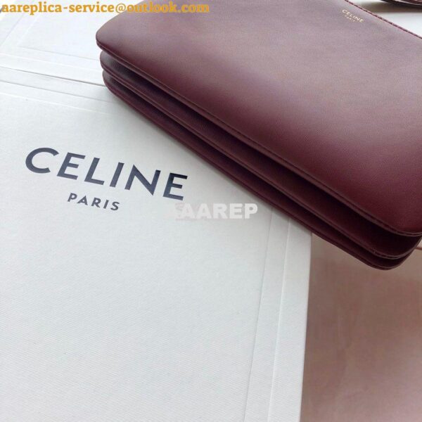 Replica Celine Trio Bag in Smooth Lambskin 187603 Burgundy 9