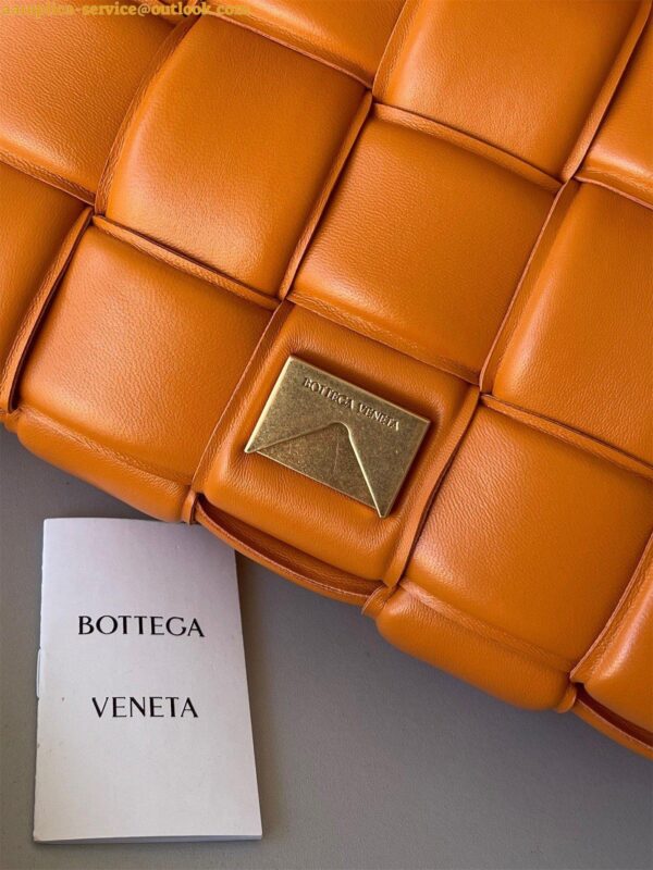 Replica Bottega Veneta Padded Cassette Bag In Orange Intrecciato Lambskin 3