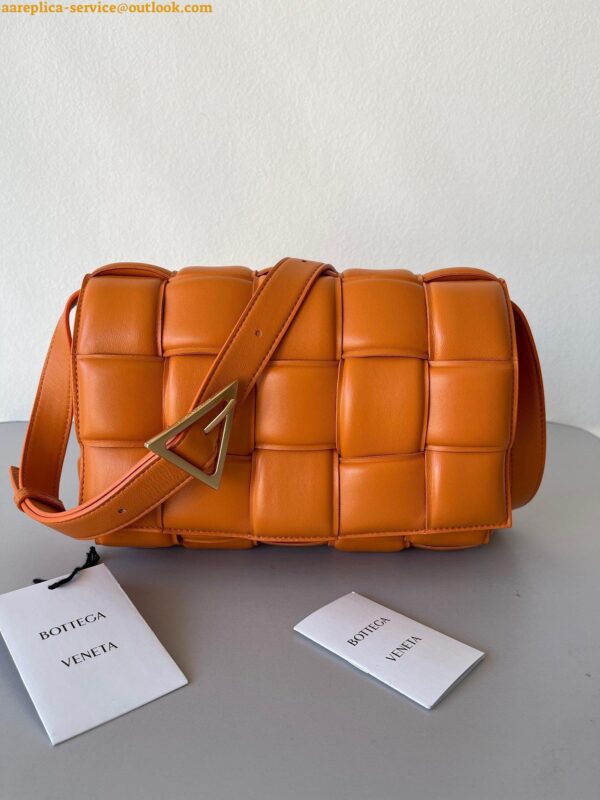 Replica Bottega Veneta Padded Cassette Bag In Orange Intrecciato Lambskin 5