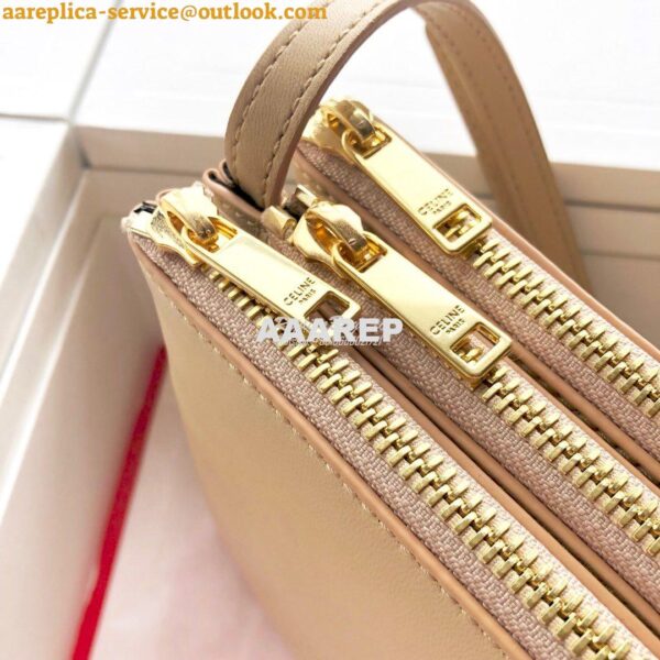Replica Celine Trio Bag in Smooth Lambskin 187603 Light Camel 10