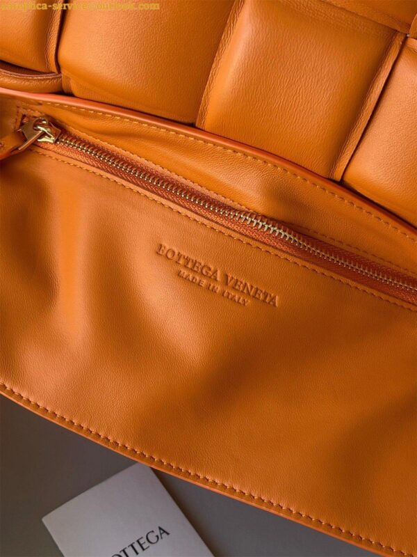 Replica Bottega Veneta Padded Cassette Bag In Orange Intrecciato Lambskin 8