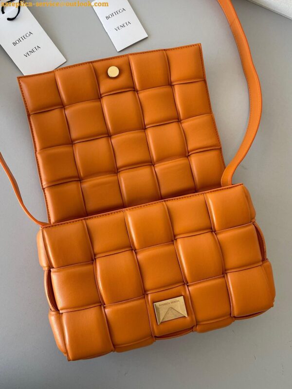 Replica Bottega Veneta Padded Cassette Bag In Orange Intrecciato Lambskin 10