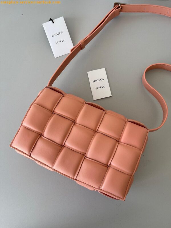 Replica Bottega Veneta Padded Cassette Bag In Peachy Intrecciato Lambskin 4