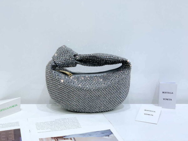 Replica Bottega Veneta BV 651876 mini Jodie Rhinestones Sliver Black