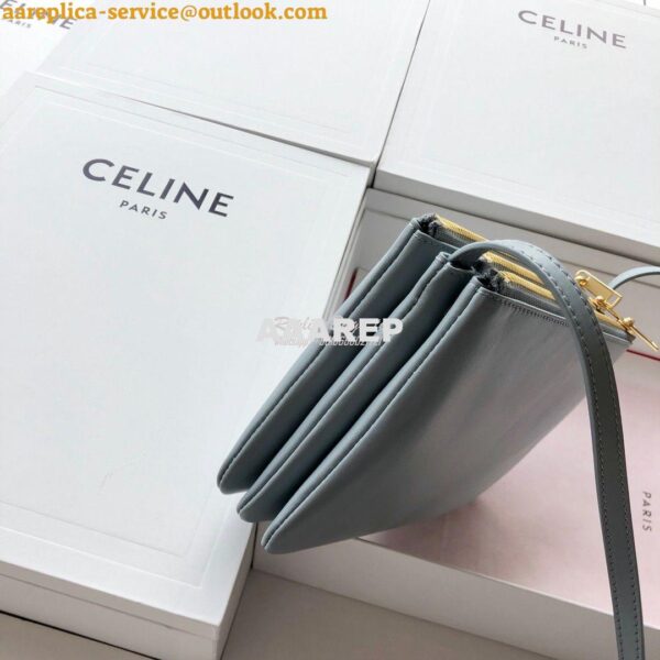 Replica Celine Trio Bag in Smooth Lambskin 187603 Medium Grey 7