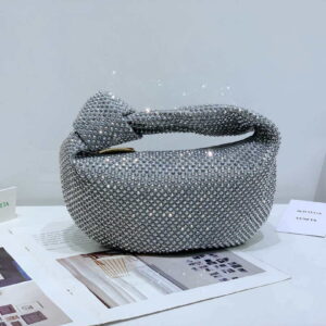 Replica Bottega Veneta BV 651876 mini Jodie Rhinestones Sliver White