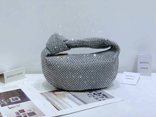 Replica Bottega Veneta BV 651876 mini Jodie Rhinestones Sliver White