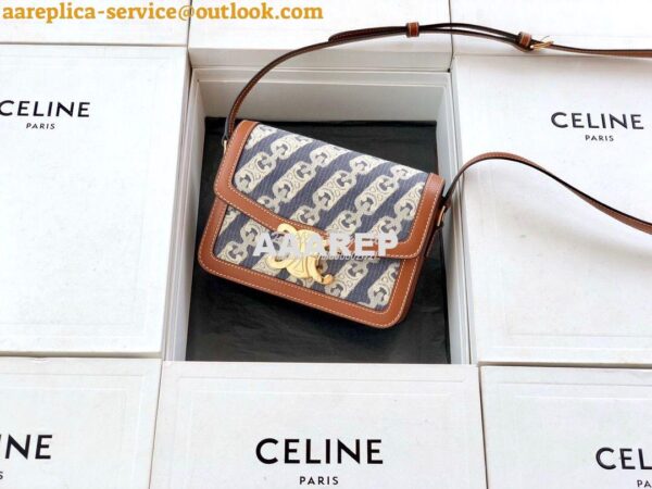 Replica Celine Triomphe Bag in Chaîne Triomphe Canvas And Calfskin