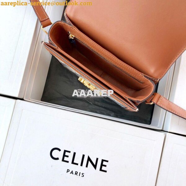 Replica Celine Triomphe Bag in Chaîne Triomphe Canvas And Calfskin 5