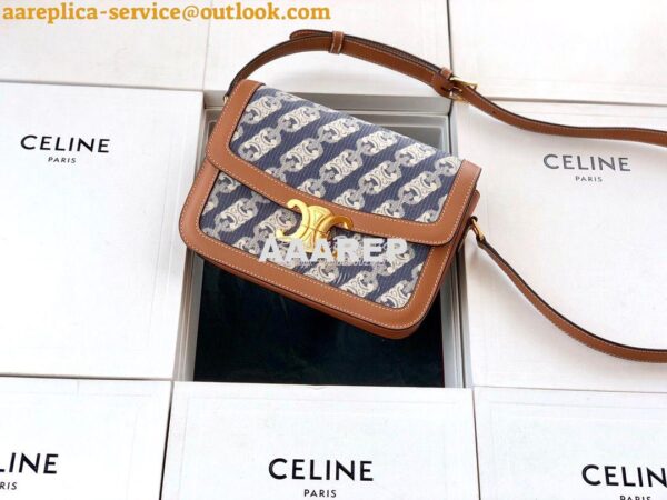 Replica Celine Triomphe Bag in Chaîne Triomphe Canvas And Calfskin 7