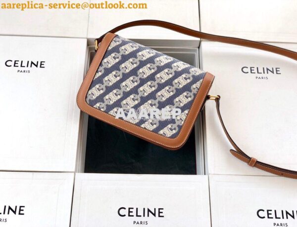 Replica Celine Triomphe Bag in Chaîne Triomphe Canvas And Calfskin 12