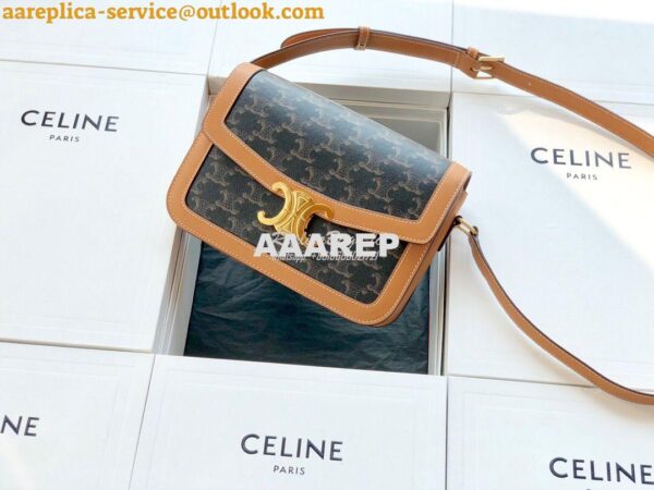 Replica Celine Triomphe Bag in Triomphe Canvas And Calfskin 5