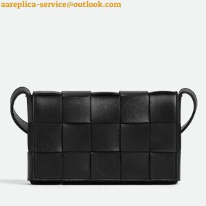 Replica Bottega Veneta Small Cassette Bag In Black Intrecciato Lambskin