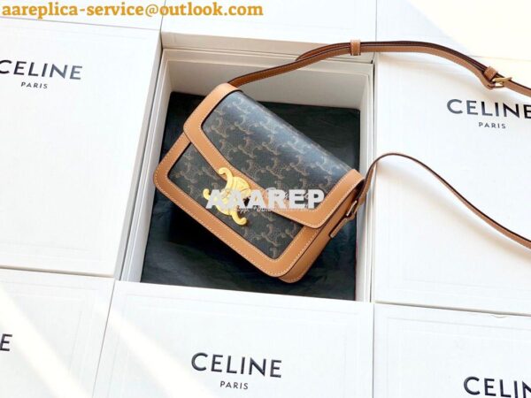 Replica Celine Triomphe Bag in Triomphe Canvas And Calfskin 14