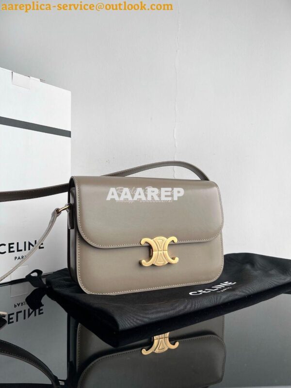 Replica Celine Triomphe Bag Natural Calfskin in Pebble Grey 2