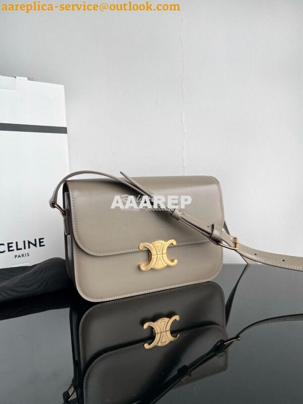 Replica Celine Triomphe Bag Natural Calfskin in Pebble Grey 3