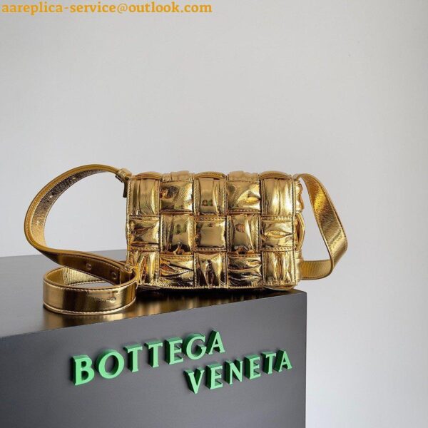 Replica Bottega Veneta Small Cassette Bag In Gold Metallic Lambskin 3