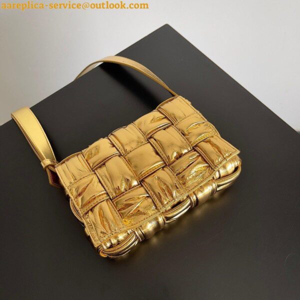 Replica Bottega Veneta Small Cassette Bag In Gold Metallic Lambskin 8