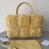 Replica Bottega Veneta BV 652867 Arco Tote Intreccio shearling Green