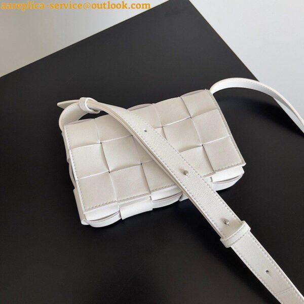 Replica Bottega Veneta Small Cassette Bag In White Intrecciato Lambskin 10