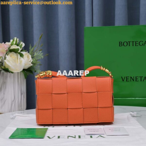 Replica Bottega Veneta BV 666870 Cassette Intreccio grained leather cross-body bag Orange