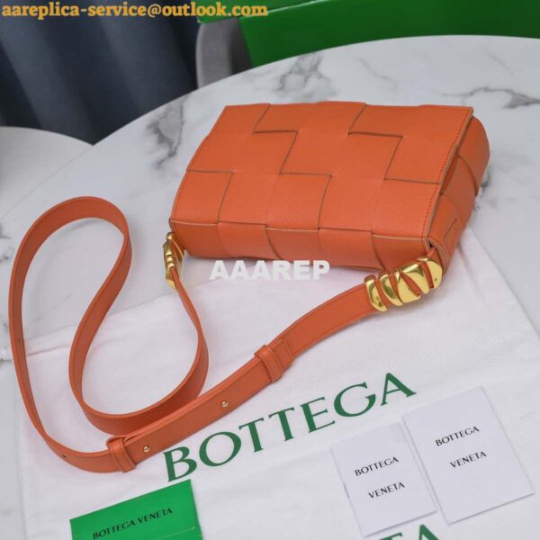 Replica Bottega Veneta BV 666870 Cassette Intreccio grained leather cross-body bag Orange 3