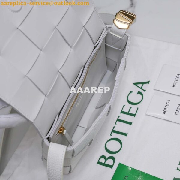 Replica Bottega Veneta BV 666870 Cassette Intreccio grained leather cross-body bag White 9