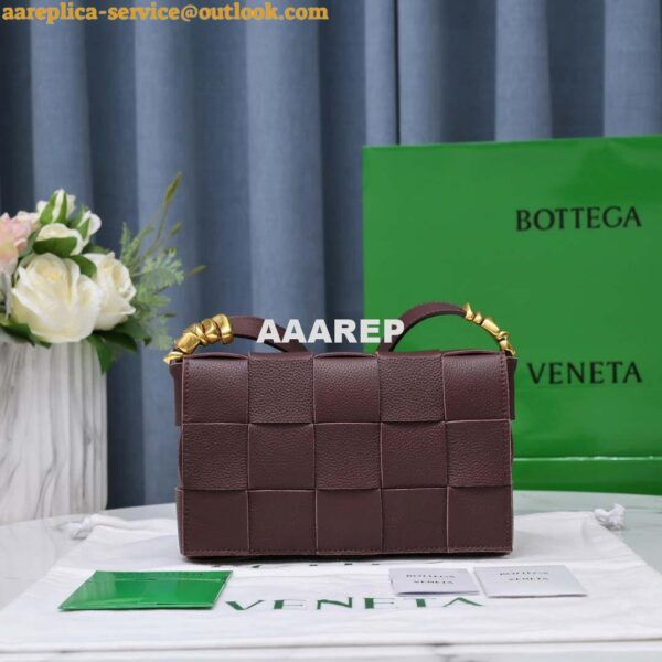 Replica Bottega Veneta BV 666870 Cassette Intreccio grained leather cross-body bag Wine Red 4