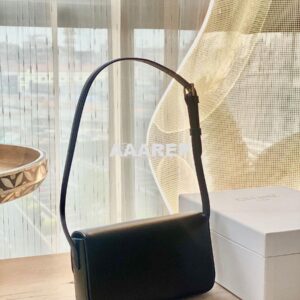 Replica Celine Triomphe Shoulder Bag In Shiny Calfskin 194143 Black 2