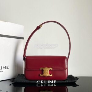 Replica Celine Triomphe Shoulder Bag In Shiny Calfskin 194143 Carmin