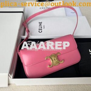 Replica Celine Triomphe Shoulder Bag In Shiny Calfskin 194143 Flamingo