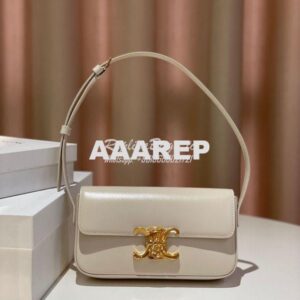 Replica Celine Triomphe Shoulder Bag In Shiny Calfskin 194143 Ivory