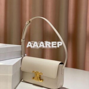 Replica Celine Triomphe Shoulder Bag In Shiny Calfskin 194143 Ivory 2